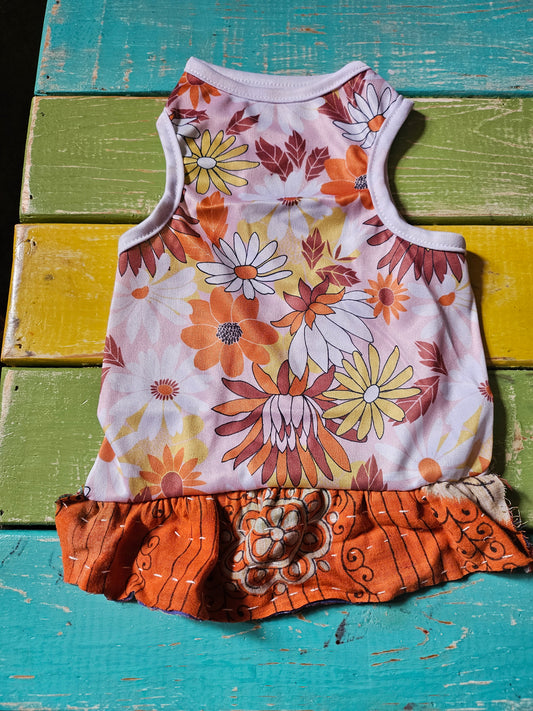 Upcycled Flower Kantha Dog Tee