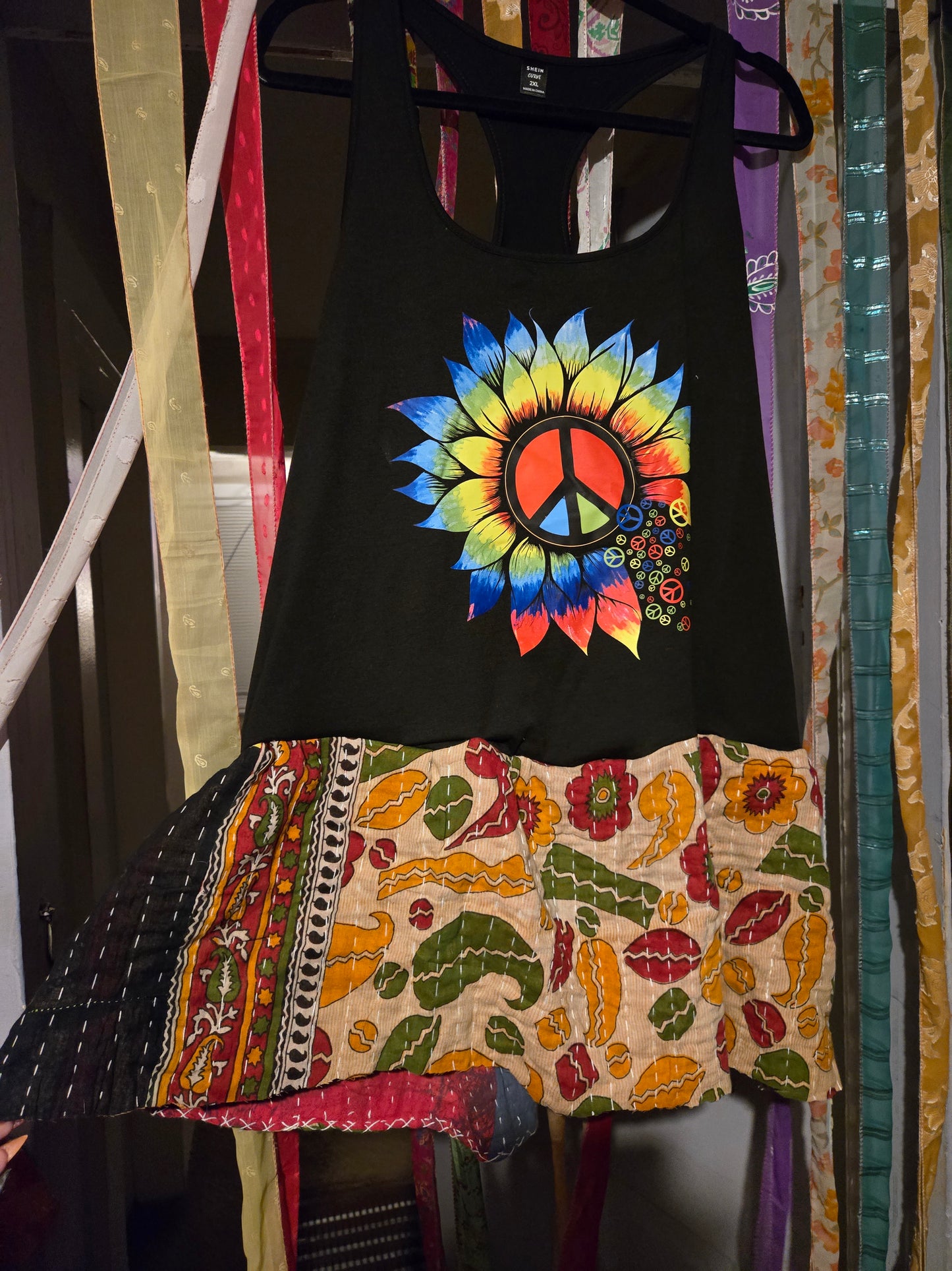 Upcycled Peace Pride Kantha Tank