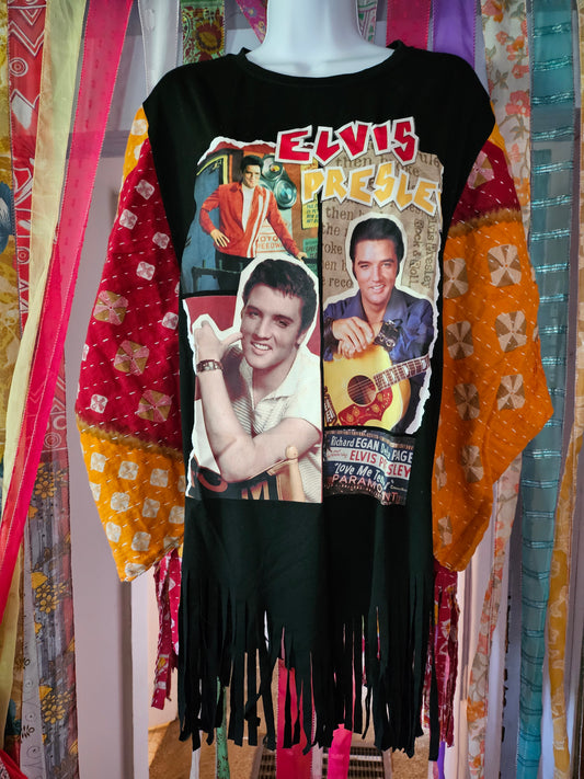 Upcycled Elvis Fringe Kantha Tee