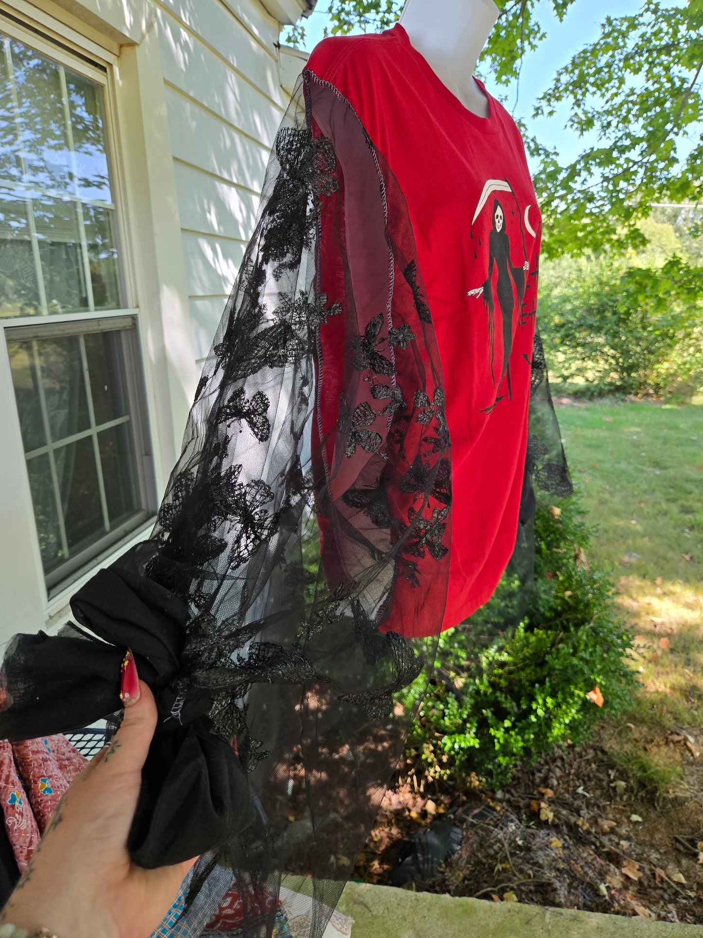 Upcycled Halloween GLAM Tulle Tee with Bows