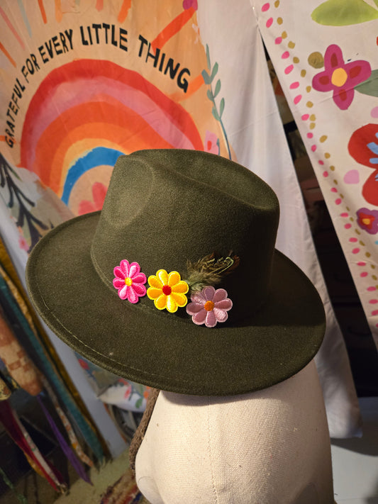 Upcycled Floral Kantha Hat