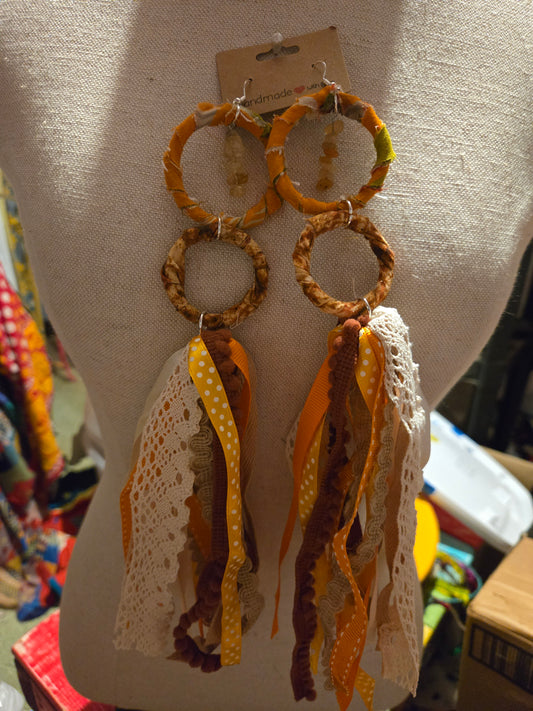 Upcycled Fall Hoop Earrings