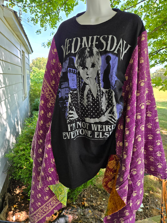 Upcycled Wednesday Adams Kantha Tee