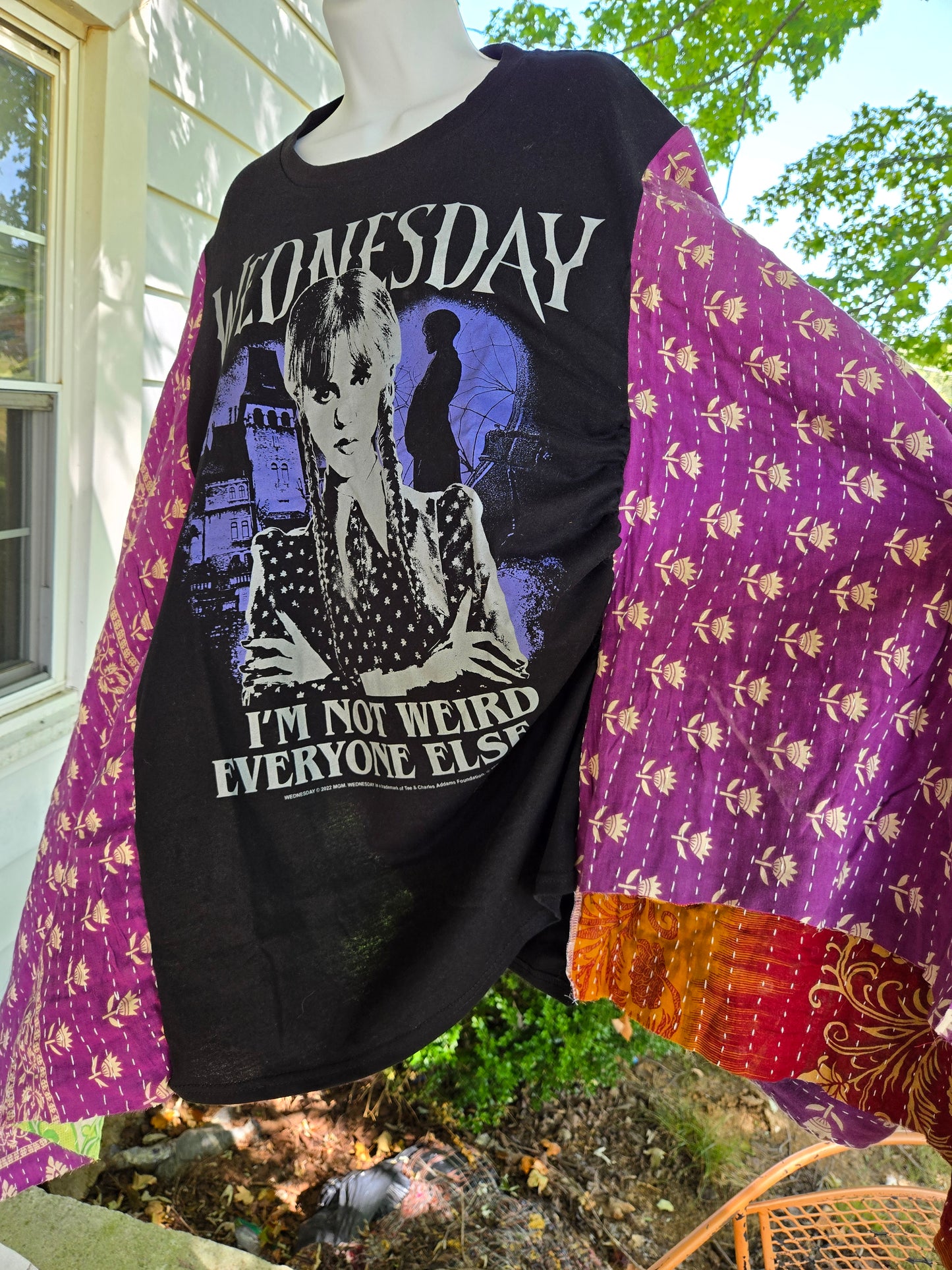 Upcycled Wednesday Adams Kantha Tee