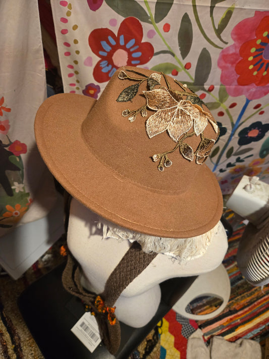 Upcycled Fringe Floral Hat