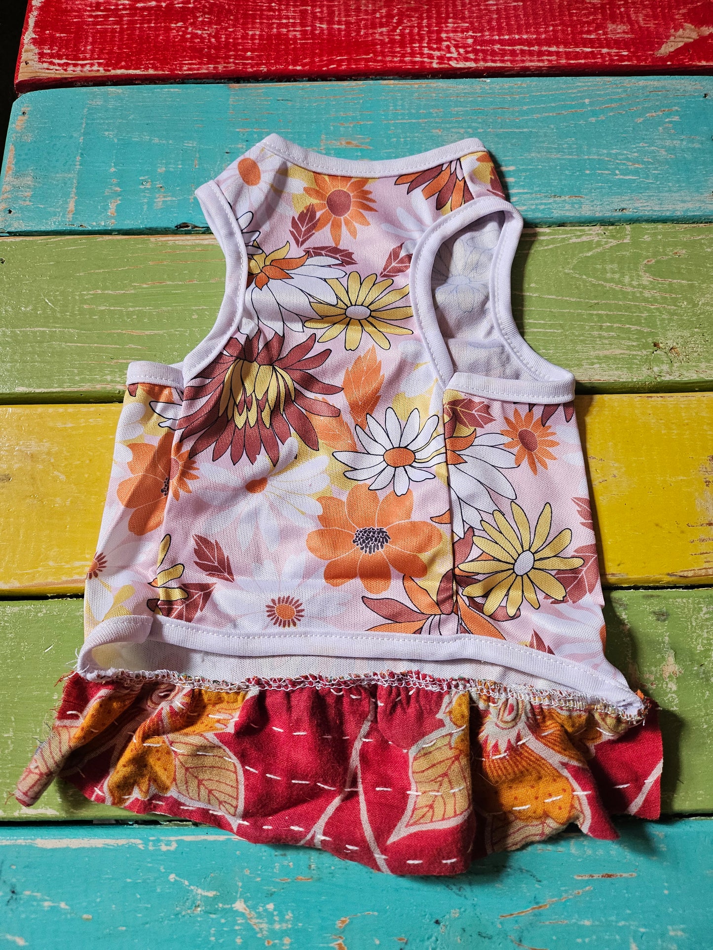 Upcycled Flower Kantha Dog Tee