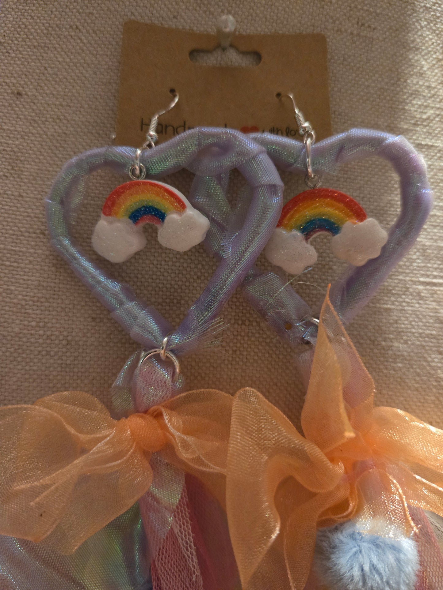 Upcycled Rainbow Heart Earrings