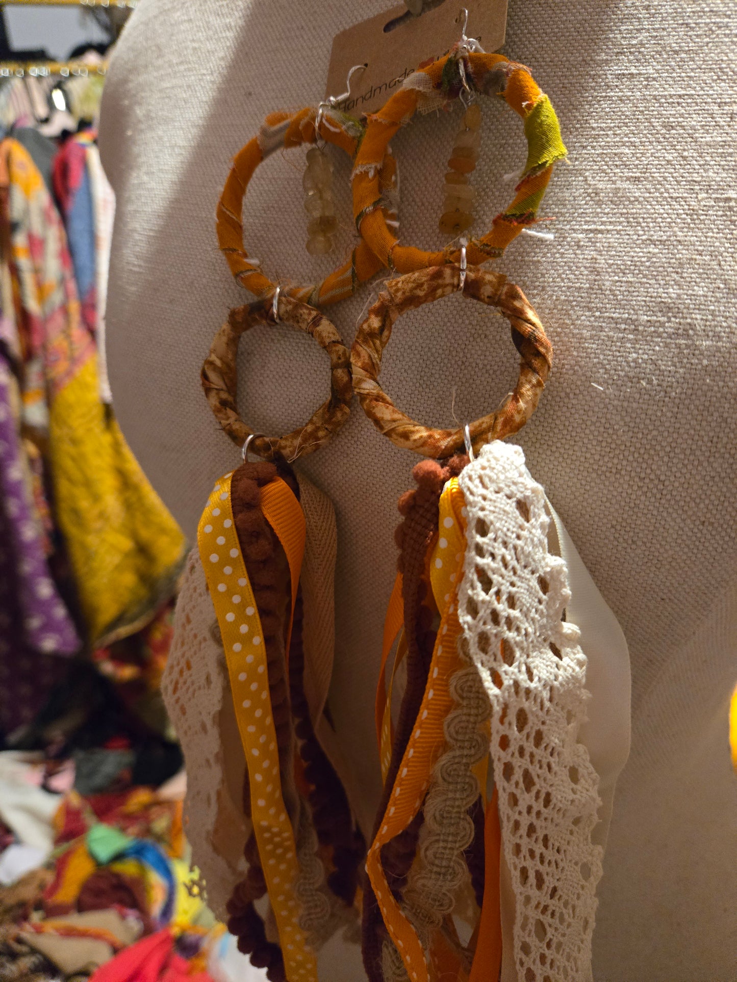 Upcycled Fall Hoop Earrings