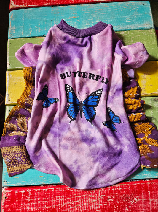 Upcycled Butterfly Kantha Dog Tee