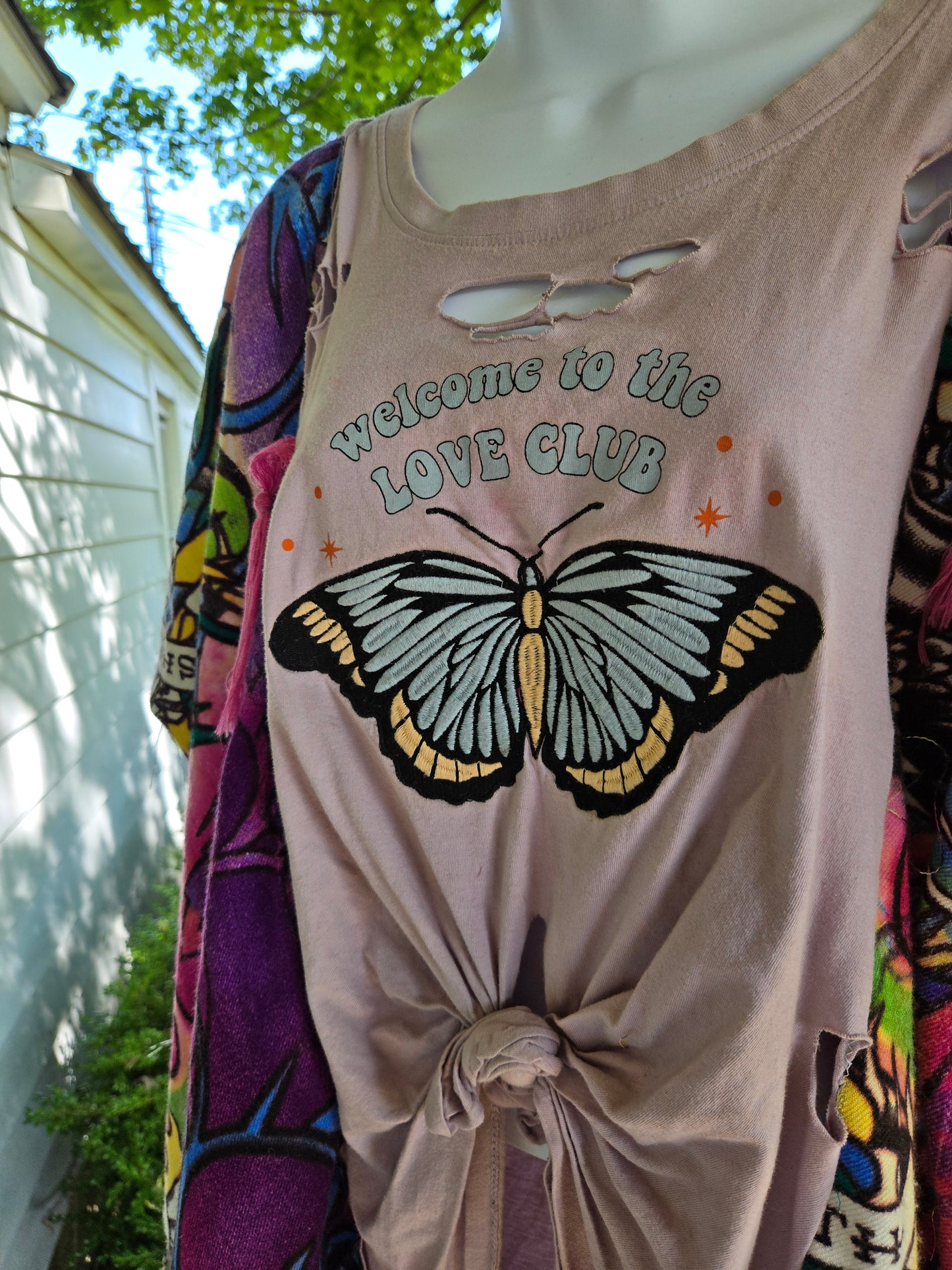 Upcycled Butterfly Ed Hardy Scarf Tee